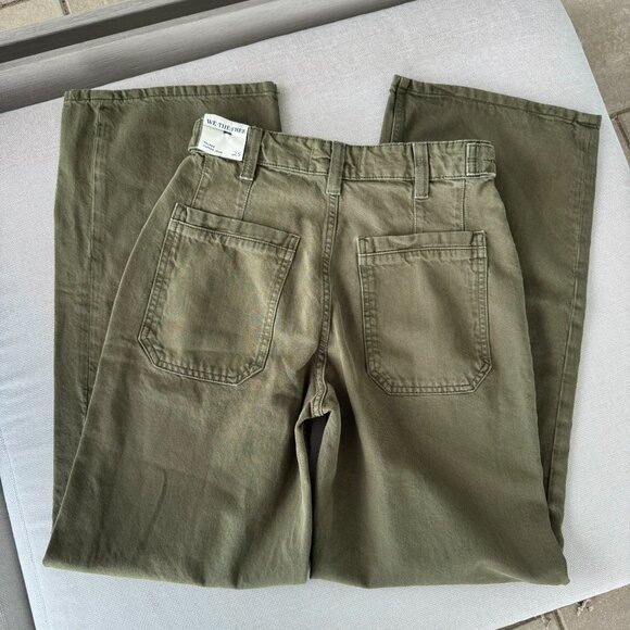 Free People Palmer Cuffed Wide Leg Jeans Mid Rise Washed Green 25 - Picture 6 of 11